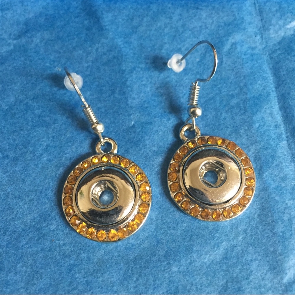 Silver drop Snap Button earrings
